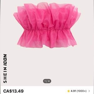 Pink ruffle tube top